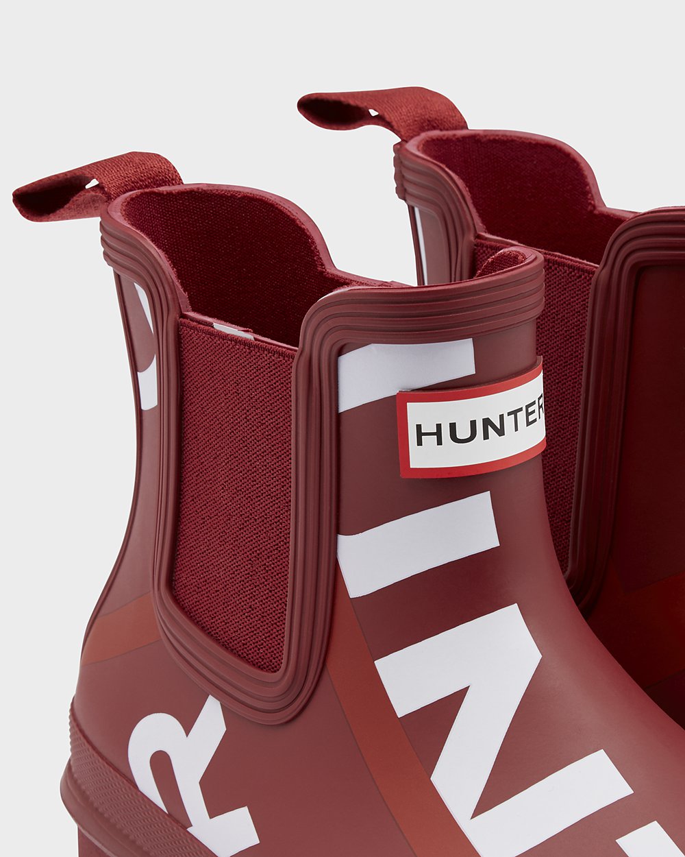 Women Hunter Original Exploded Logo | Chelsea Boots Grey Red | NZ-97628-MWIK